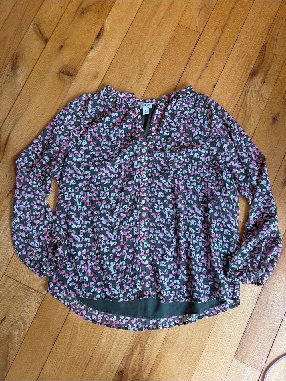 J. Crew Long-Sleeve Floral Button Down Blouse Size Medium - C1-317